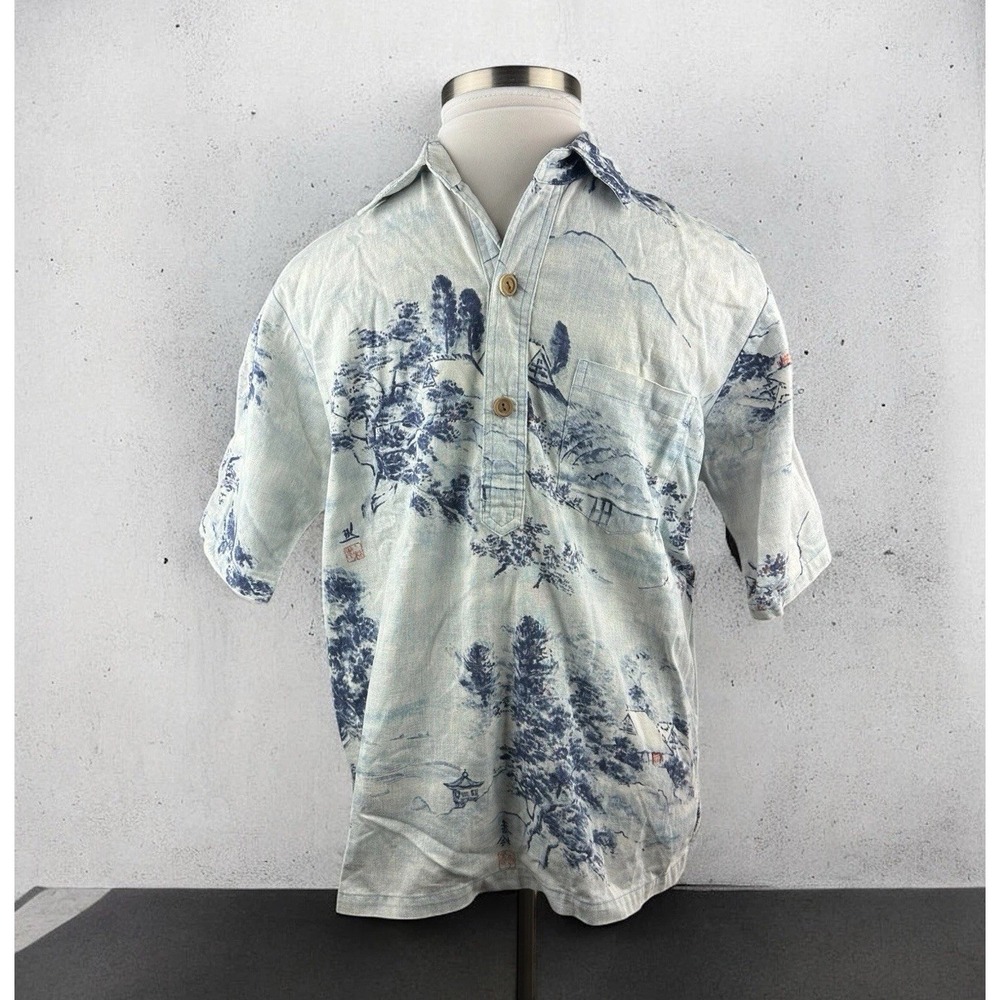 Vintage Surf Line Hawaii Printed 1/2 Button Up Pullover Shirt Large Hawaiian Top - Picture 14 of 14